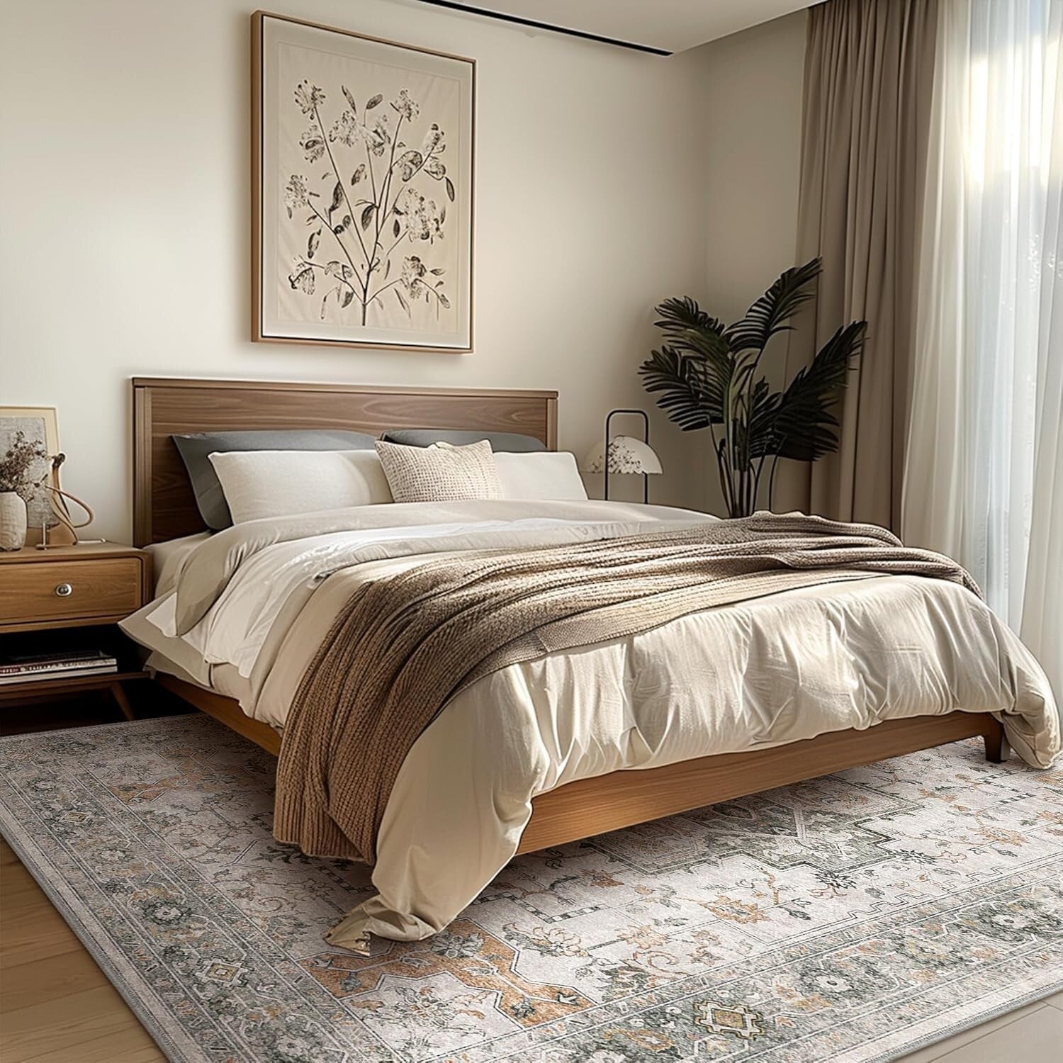 Elegant 8x10 Area Rug - Non-Slip, Stain Resistant, Machine Washable for Home Use