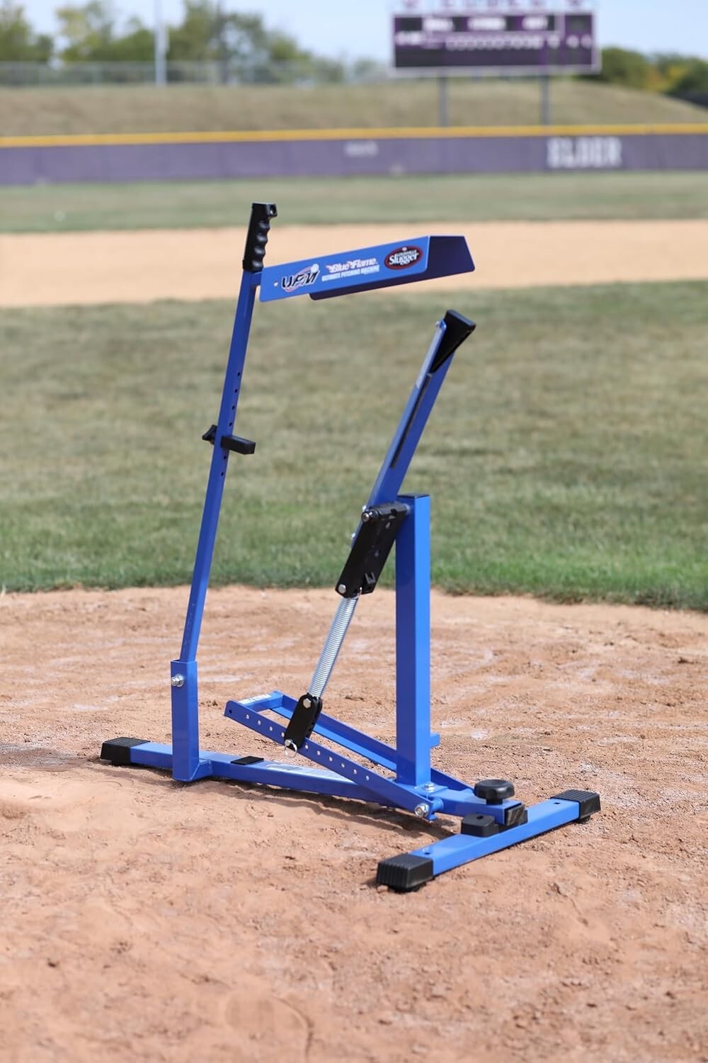 Blue Flame Pitching Machine - Adjustable Speed for Baseball and Softball Drills
