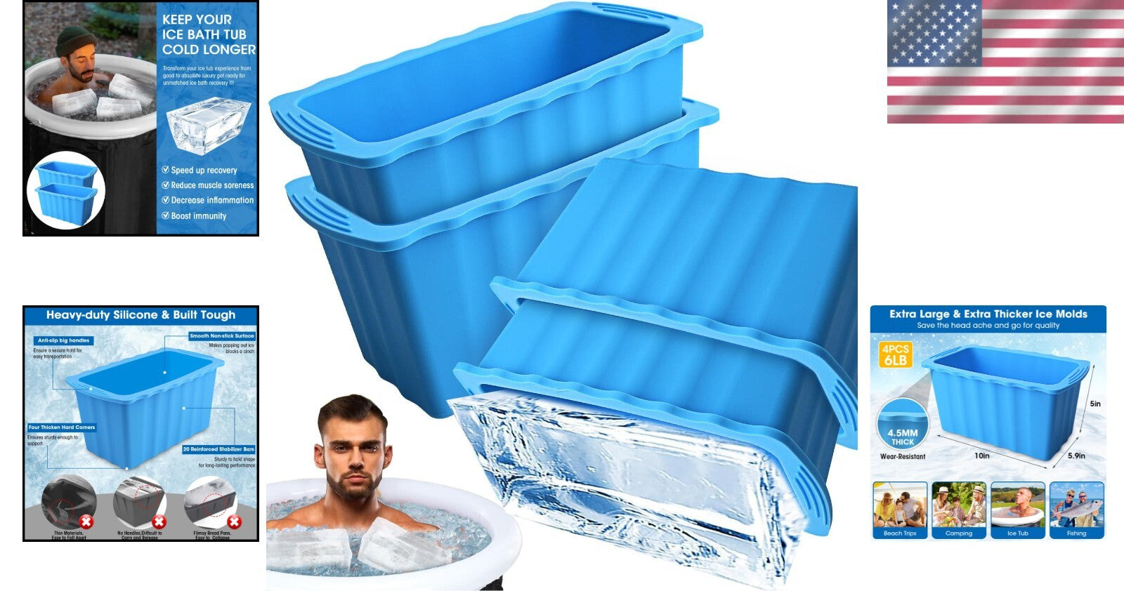 Durable Extra Large Ice Tray Mold with Handles - Perfect for Ice Baths & Coolers