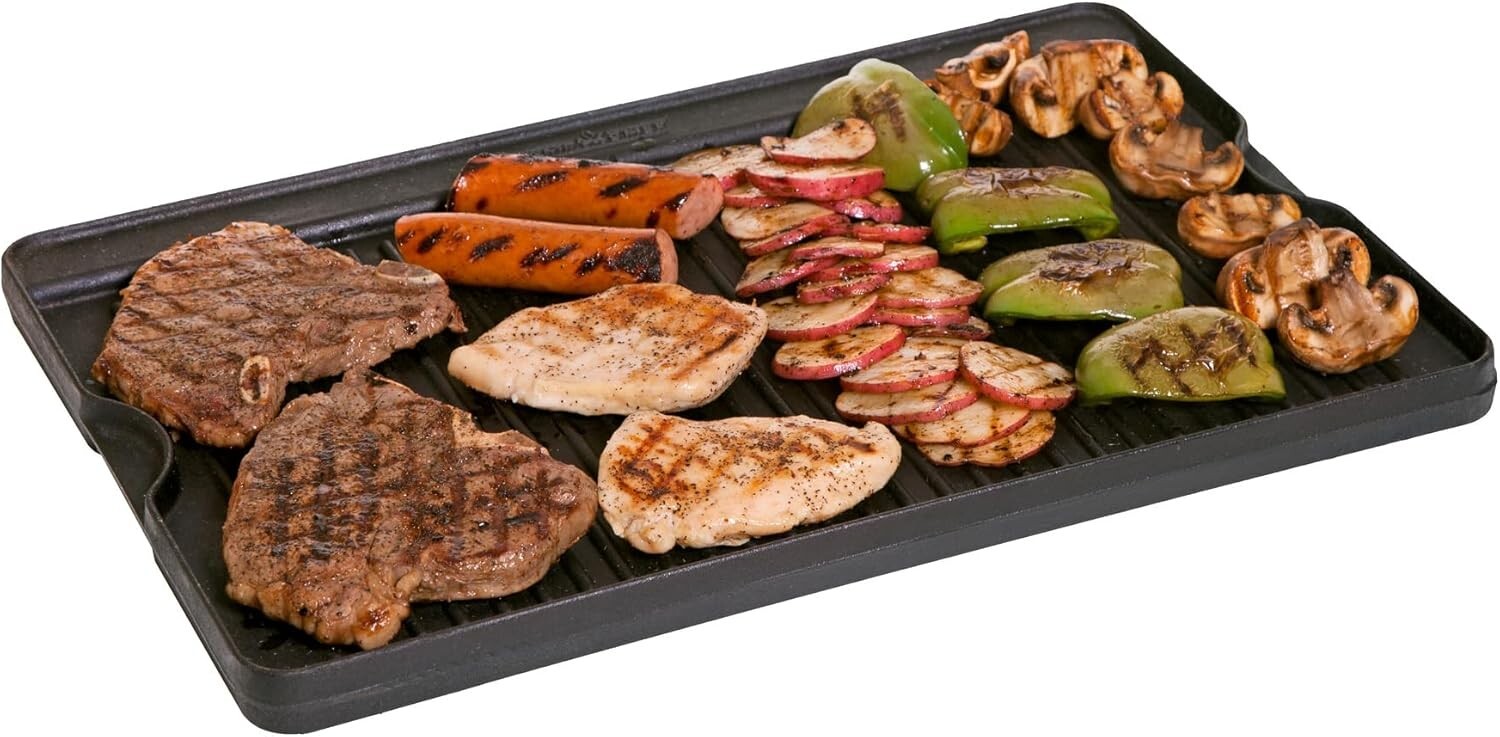 Pre-Seasoned Cast Iron Griddle - Reversible 16" x 24" for Perfect Heat