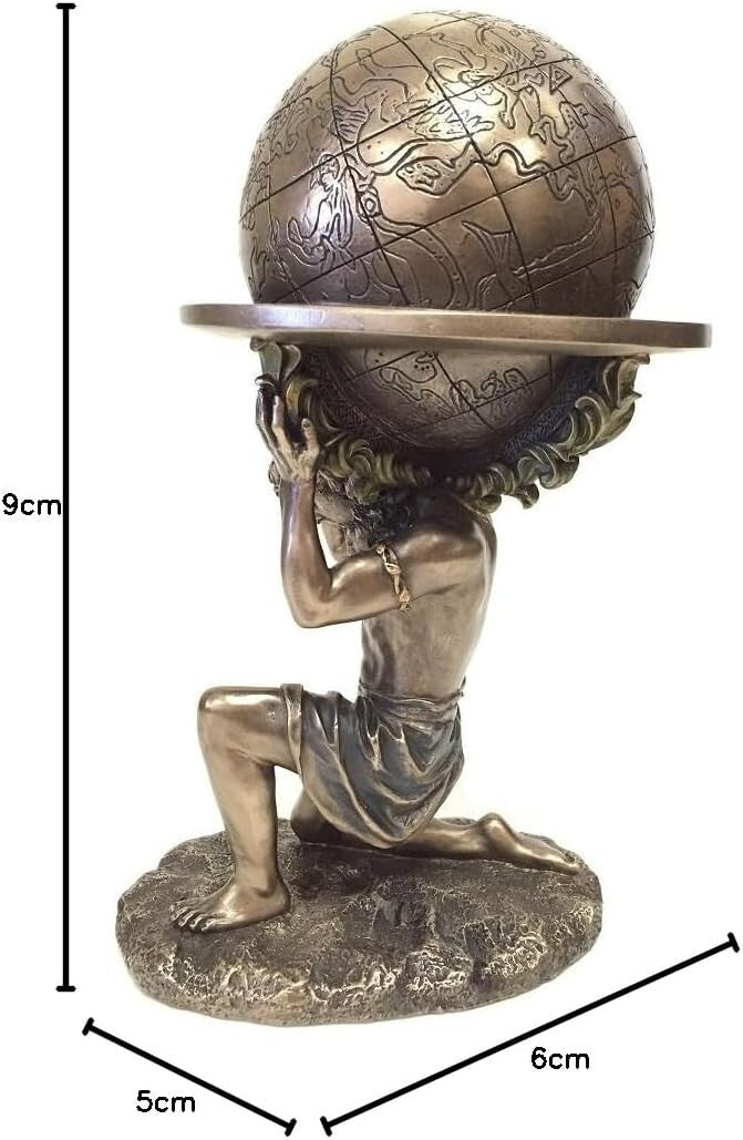 Freestanding 9 Inch Greek Titan Atlas Statue in Beautiful Matte Bronze Finish