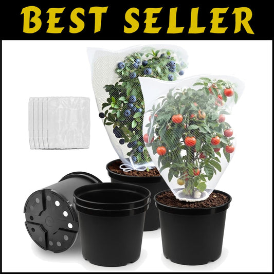 Garden Protection Bundle: 5 Reusable 12-Inch Pots with Reinforced Netting Covers
