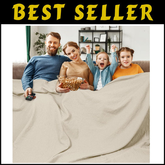 Versatile Oversized Cotton Waffle Throw Blanket - Perfect for Home and Travel