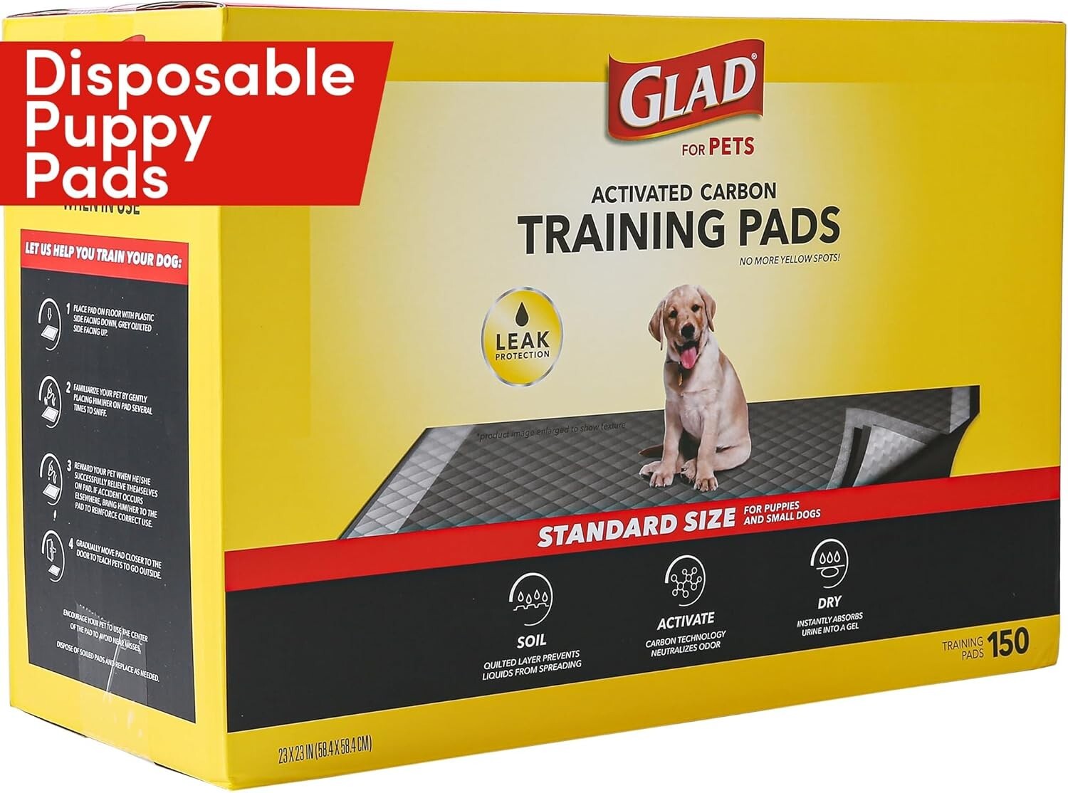 Charcoal Puppy Pads - 150 Count Super Absorbent Disposable Dog Pee Pads, 23"x23"
