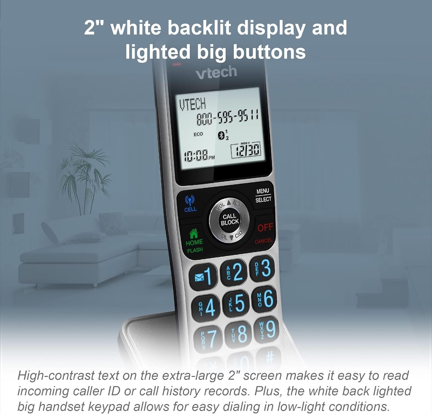 4-Handset Cordless Home Phone with Smart Call Blocker & Full Duplex Speakerphone