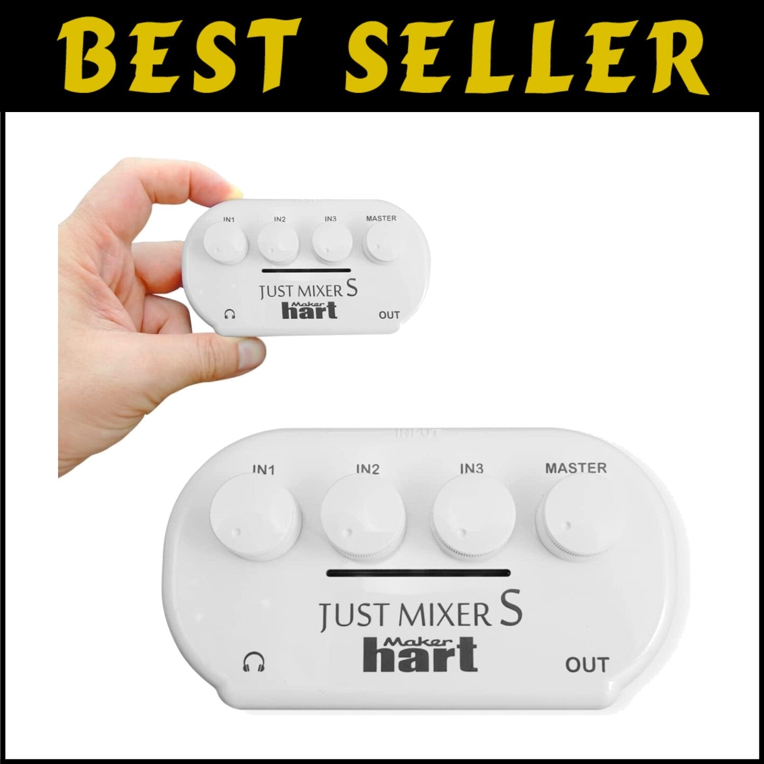 JUST Mixer S Portable 3-Channel Mini Audio Mixer - Battery & USB Powered