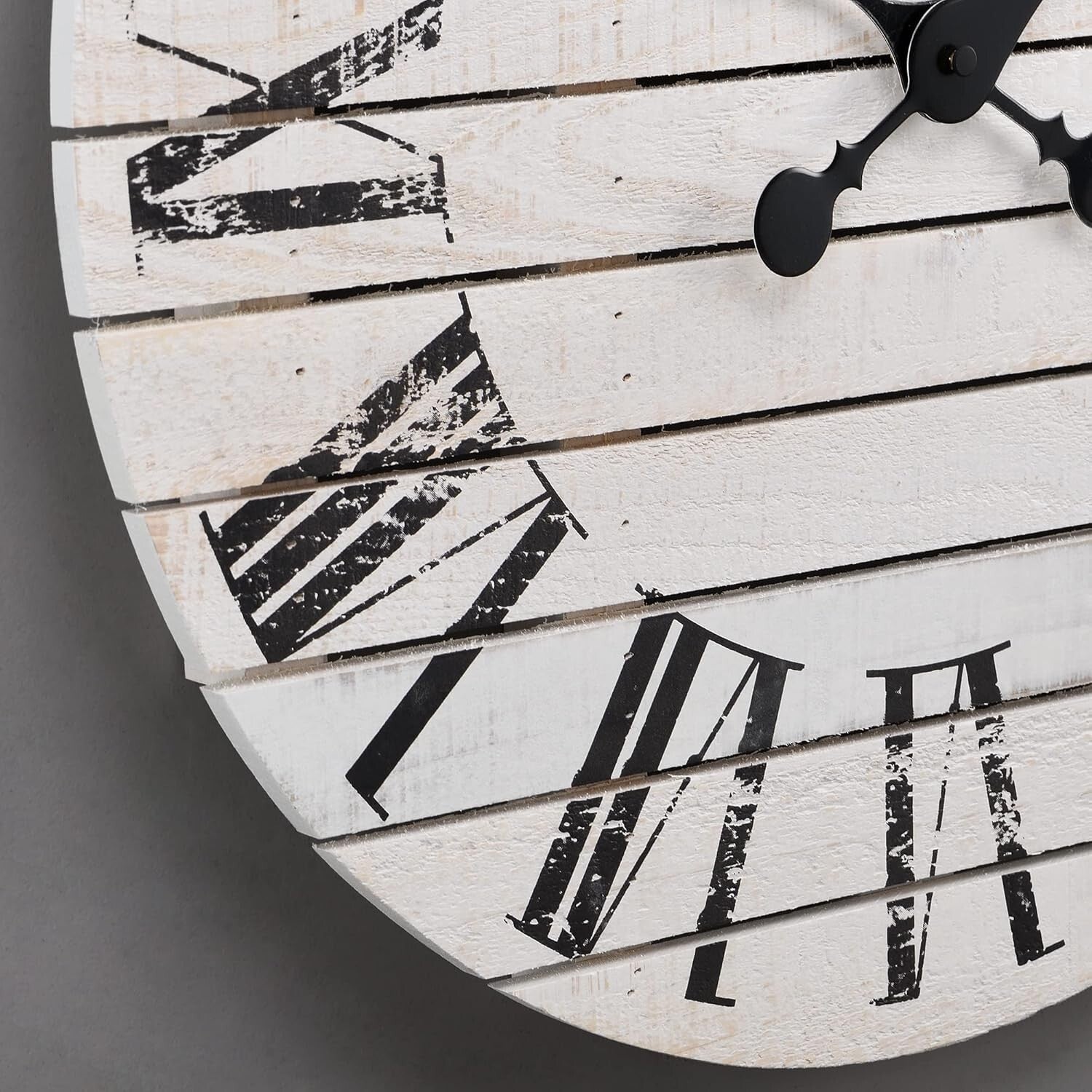 Rustic 18'' Farmhouse Wall Clock - Large White Wood Decor for Living Space