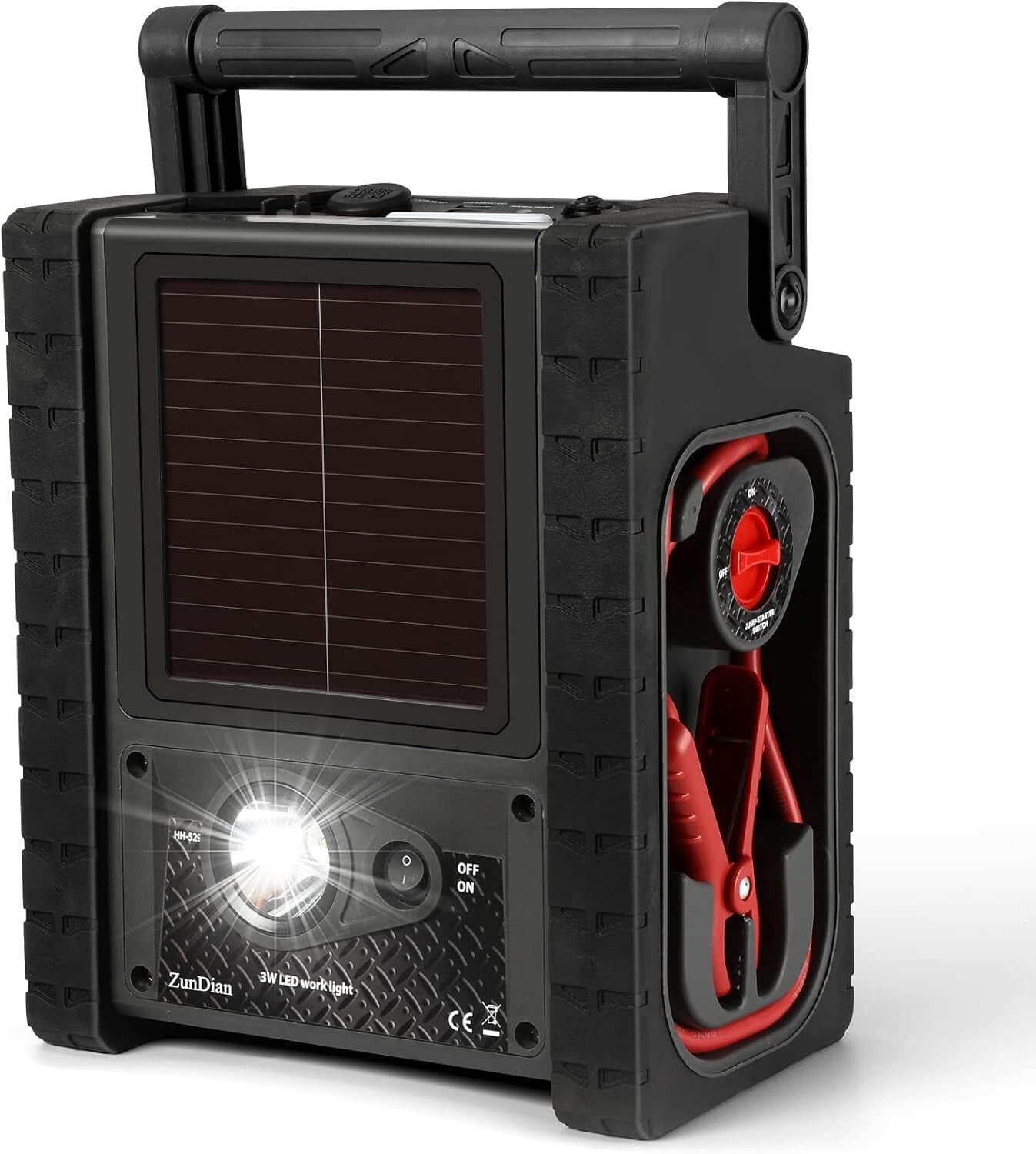 All-in-One Car Jump Starter, Tire Inflator, and Power Source with Solar Recharge