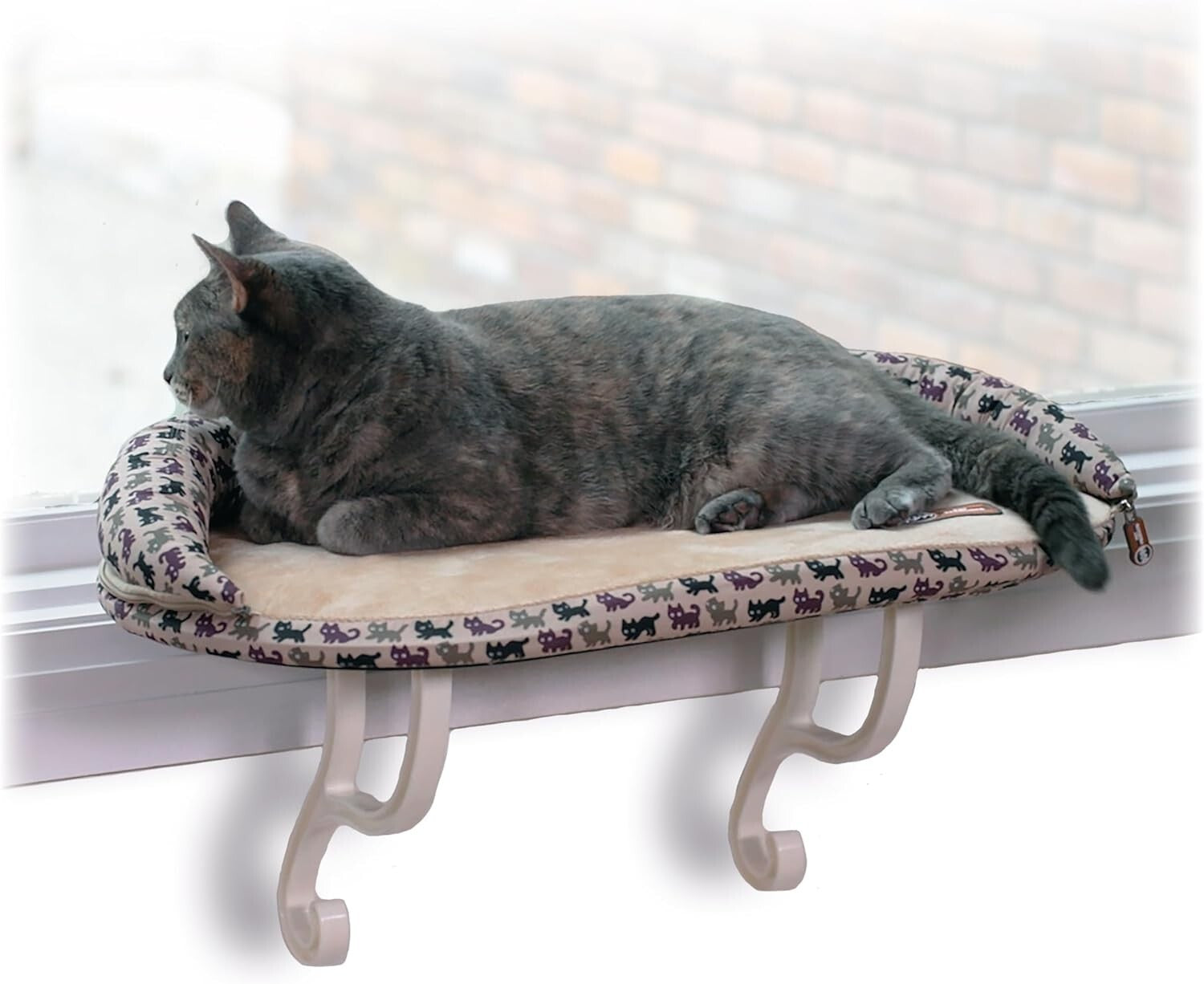 Stylish Indoor Cat Hammock with Removable Bolster for Sunbathing - 14 x 24 in