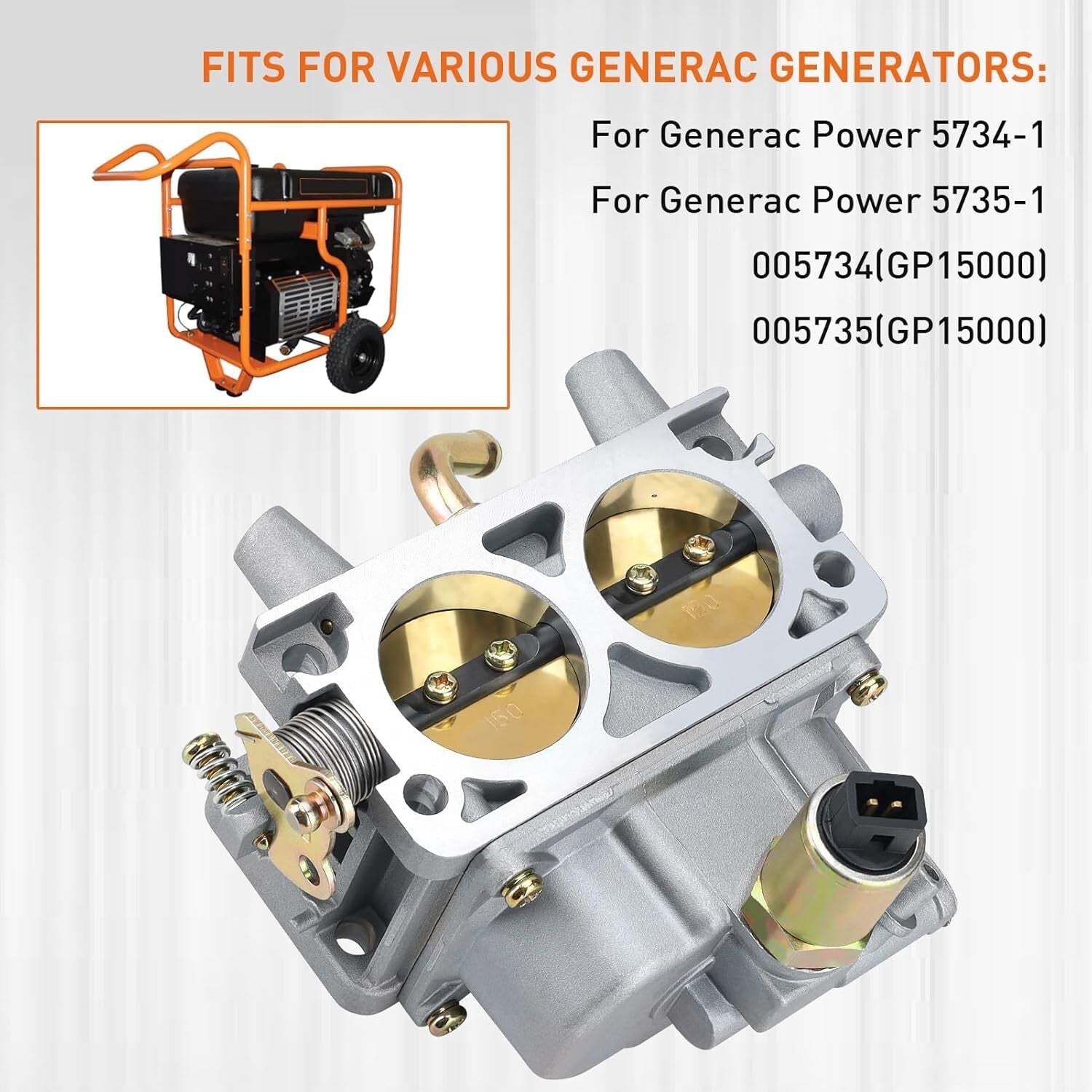 Durable Metal Carburetor with Gaskets for Generac GP15000 & GP17500 Generators
