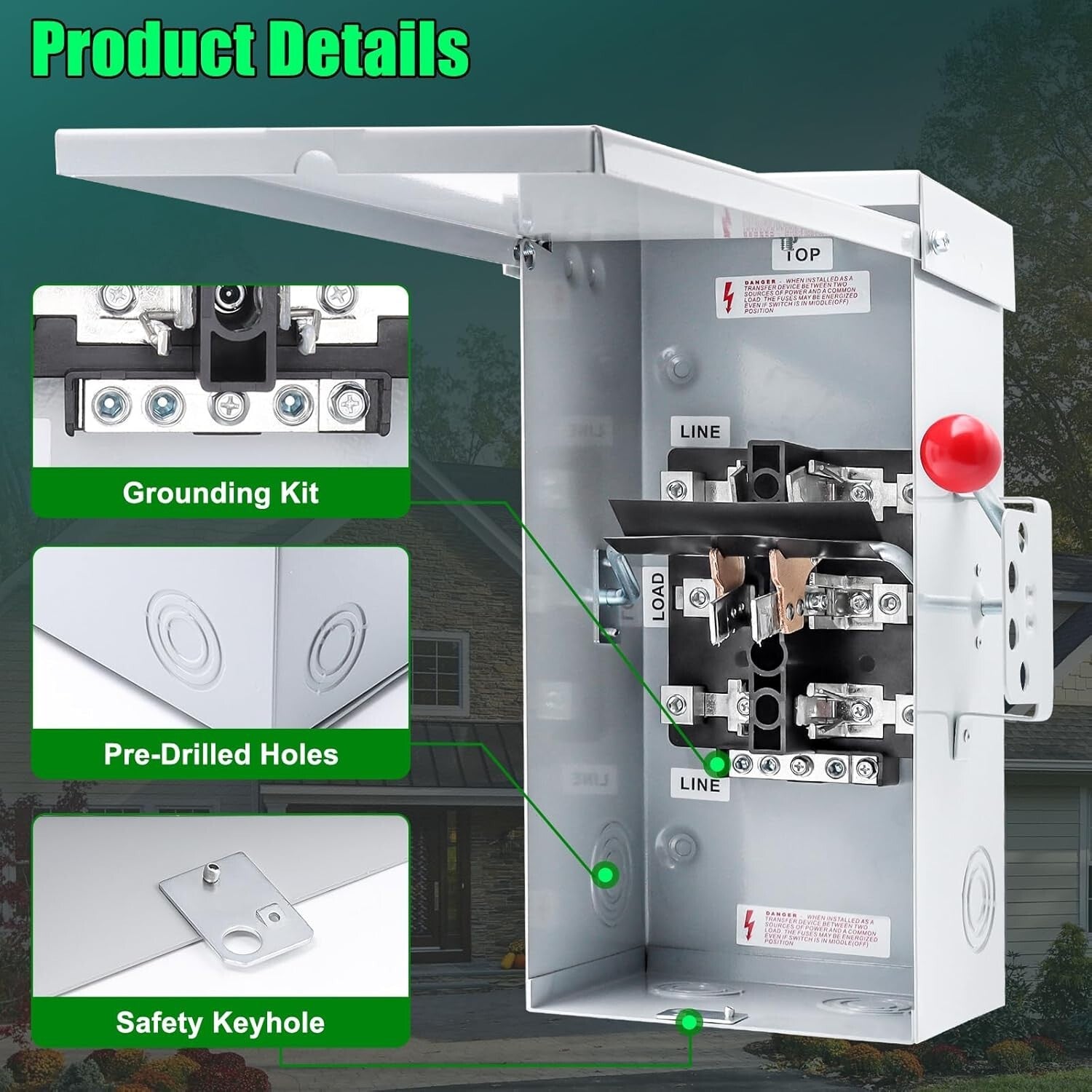 General Duty Double-Throw Safety Switch, 100A, 24000W, NEMA 3R Power Controller
