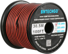 Load image into Gallery viewer, Ultra Flexible 18 AWG Silicone Insulated Wire - 100ft Red Black Electrical Cable