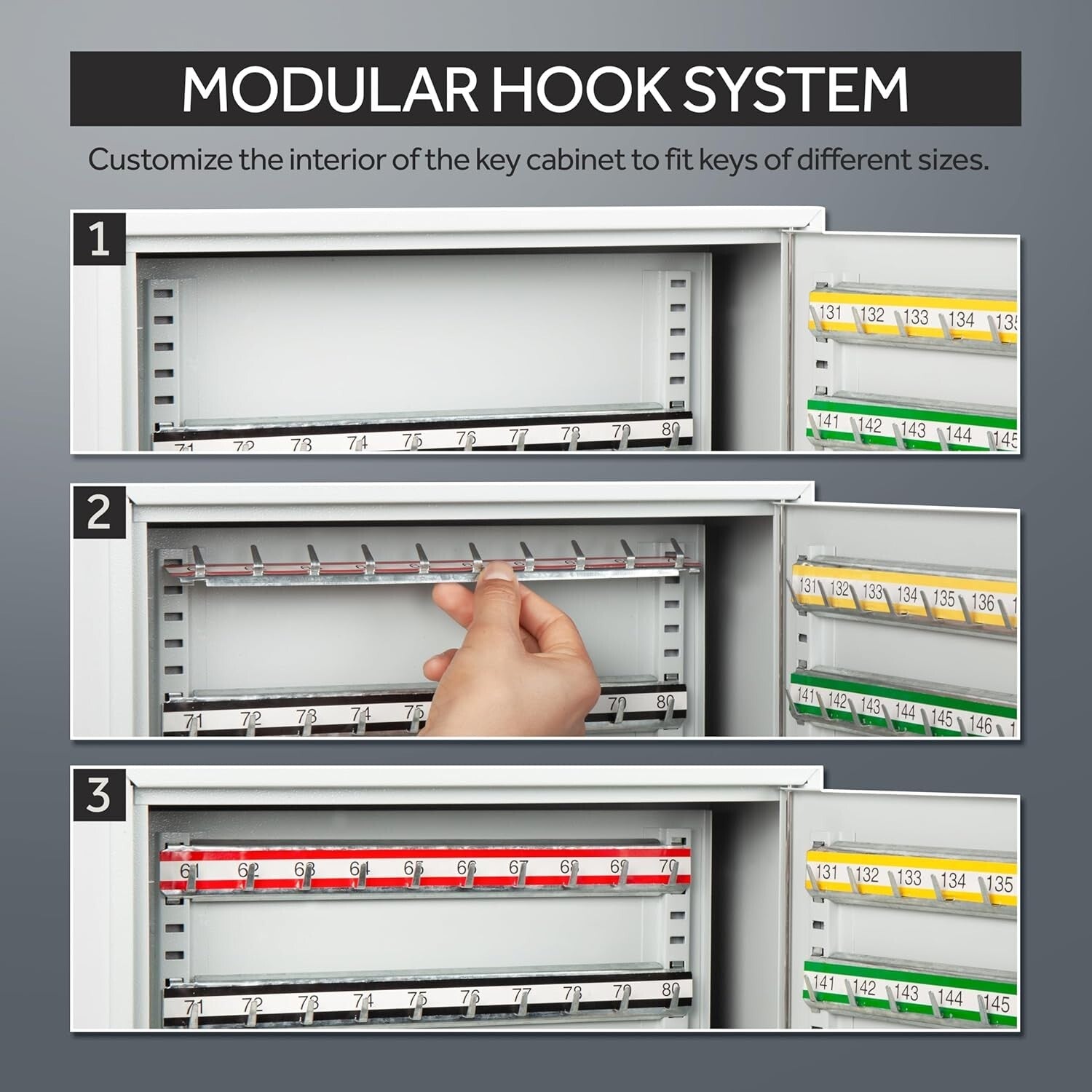 Adjustable Wall-Mount Key Box - 200 Numbered Hooks for Efficient Storage