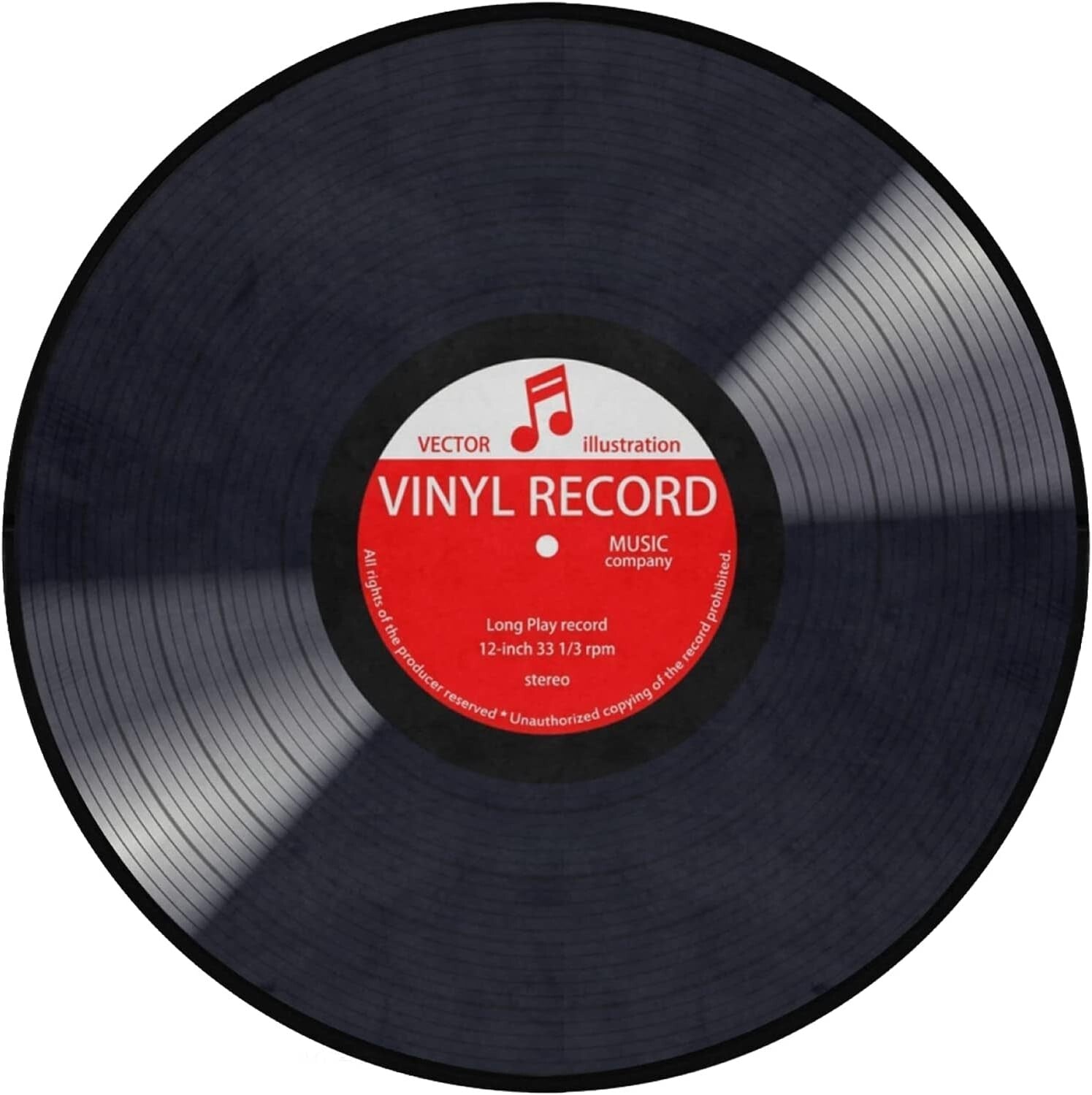 Stylish Solid Music Record Round Rug - 4' Memory Foam Carpet for Home Decor