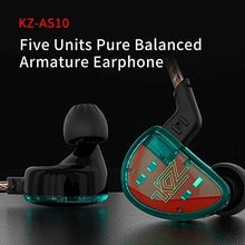 Load image into Gallery viewer, Premium KZ 5 Balanced Armature Earbuds for Musicians - Detachable Cable, Green