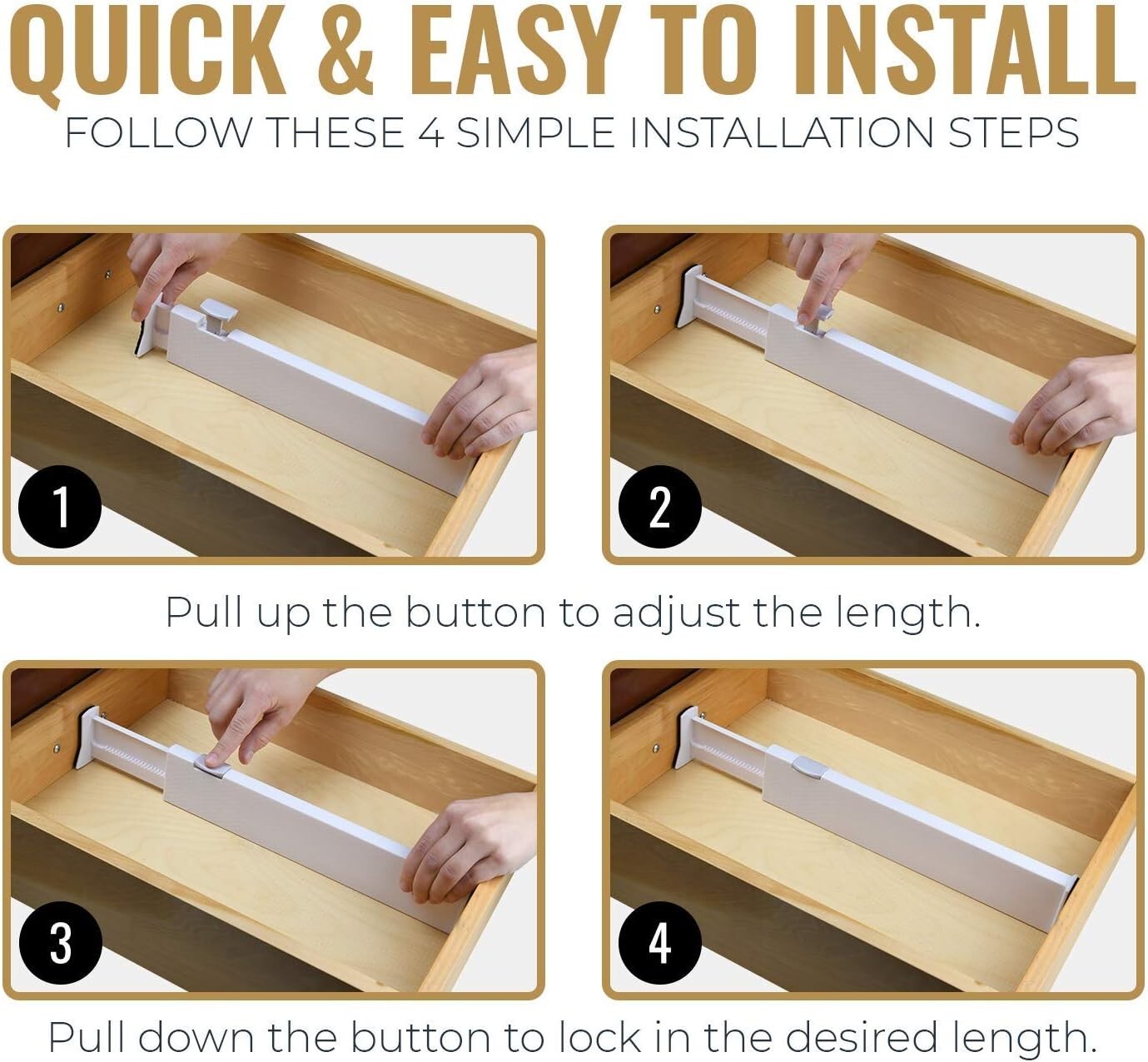 6 Pack Adjustable Drawer Organizers - Stylish Storage Solution for Every Room