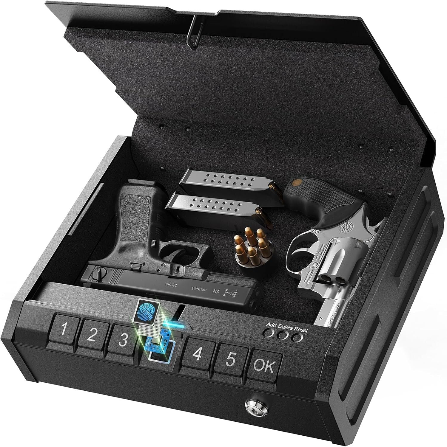 Advanced Alloy Steel Biometric Gun Safe for Quick Access - Nightstand or Car Use
