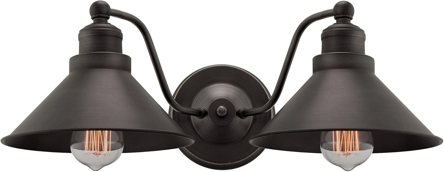 Brushed Dark Industrial Bronze 2-Light Bathroom Sconce with Dimmer Compatibility