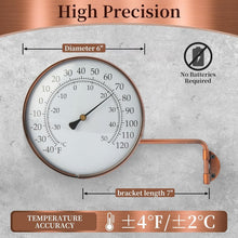 Load image into Gallery viewer, Weather-Resistant 6-Inch Brass Thermometer with Swivel Bracket for Easy Reading
