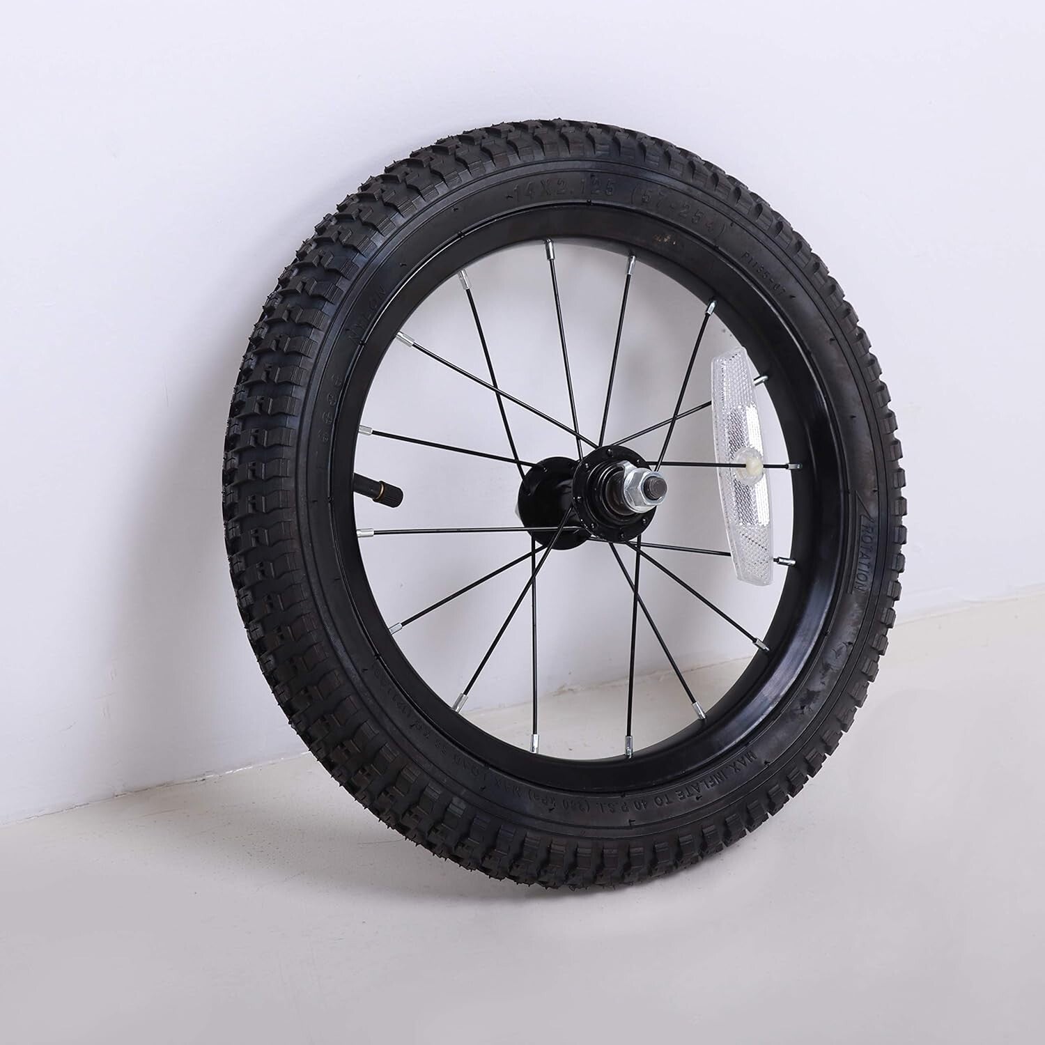 Reliable 14-Inch Kids Replacement Wheel with Stainless Spokes & Robust Tire
