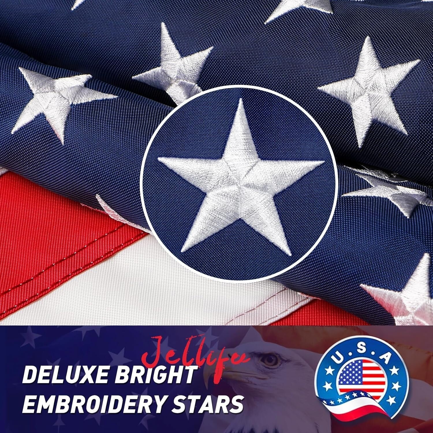 Premium 10x15 Polyester American Flag with Embroidered Stars and Brass Grommets