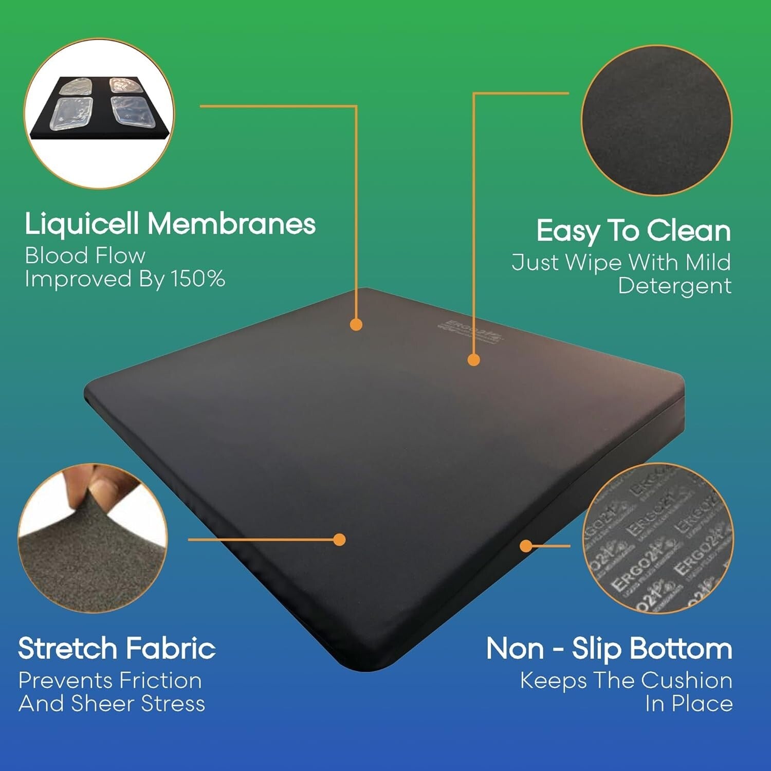 LiQuiCell Sports Cushion - Ergonomic Support for Back Pain and Pressure Relief