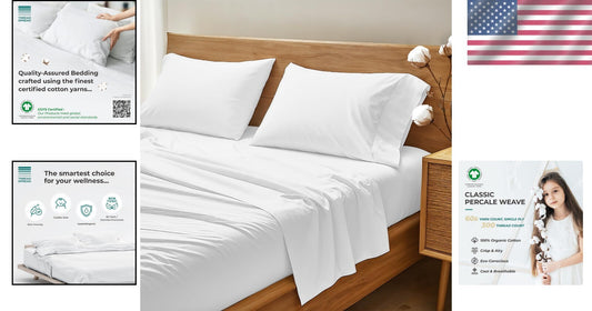 Eco-Friendly Queen Cotton Bed Sheet Set - Deep Pocket & Hypoallergenic Softness