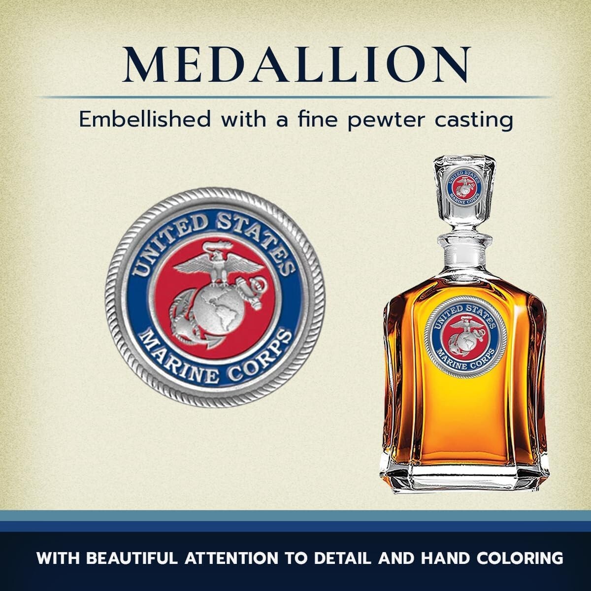 Elegant 24 oz Marine Corps Decanter - Handcrafted Pewter with Airtight Stopper