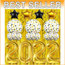 Load image into Gallery viewer, Reusable 2022 Gold Graduation Balloons &amp; Confetti Set - Picture-Perfect Decor