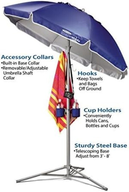 Adjustable Sun Shade Umbrella with Tilt Feature - Portable for Easy Outdoor Use