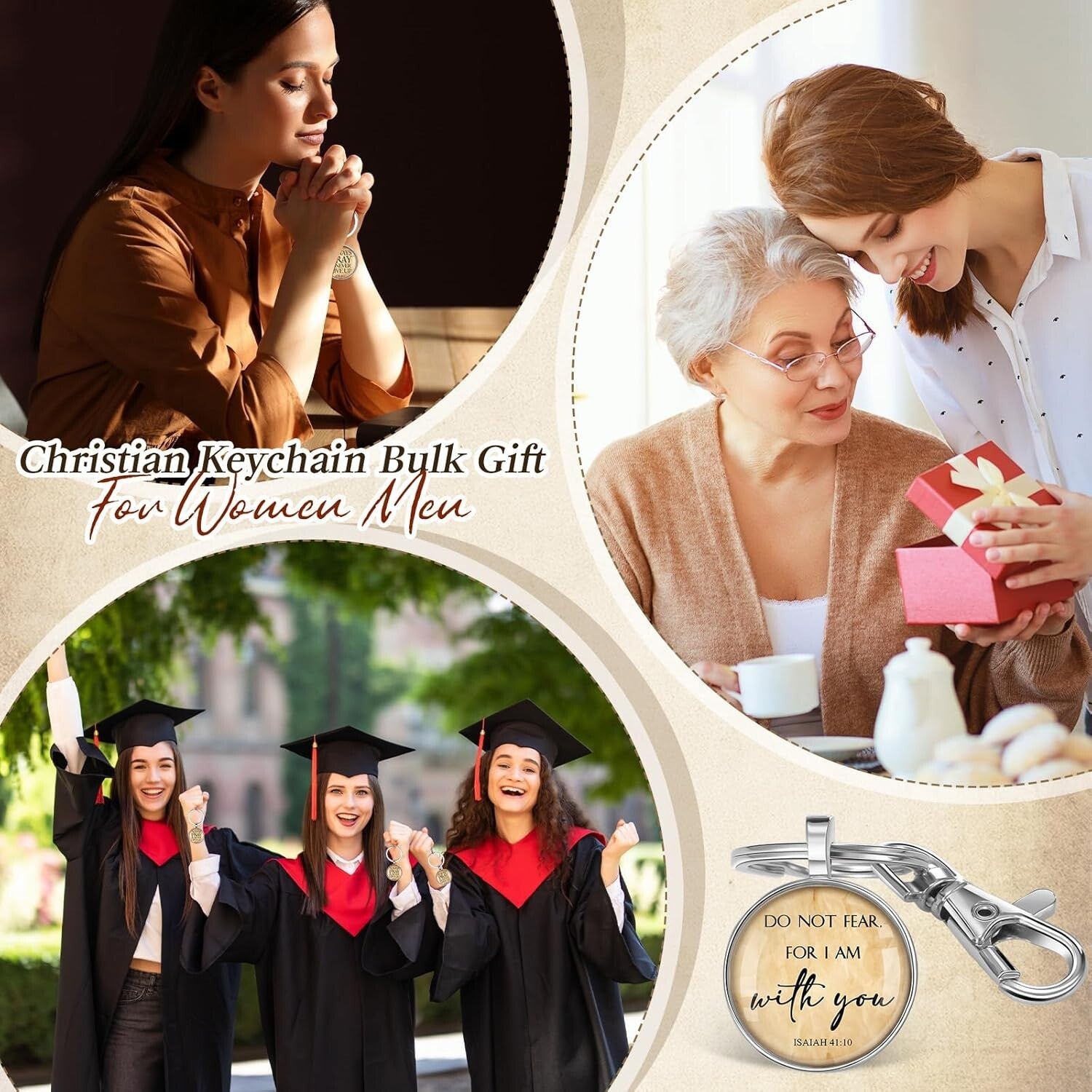 54-Piece Christian Keychain Set with Bible Verses - Inspirational Gifts for All