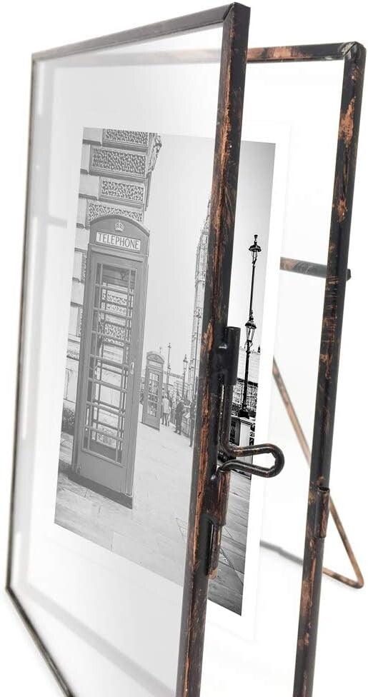 Elegant 5x7 Antique Bronze Floating Frame 2-Pack with Vintage Locket Closure