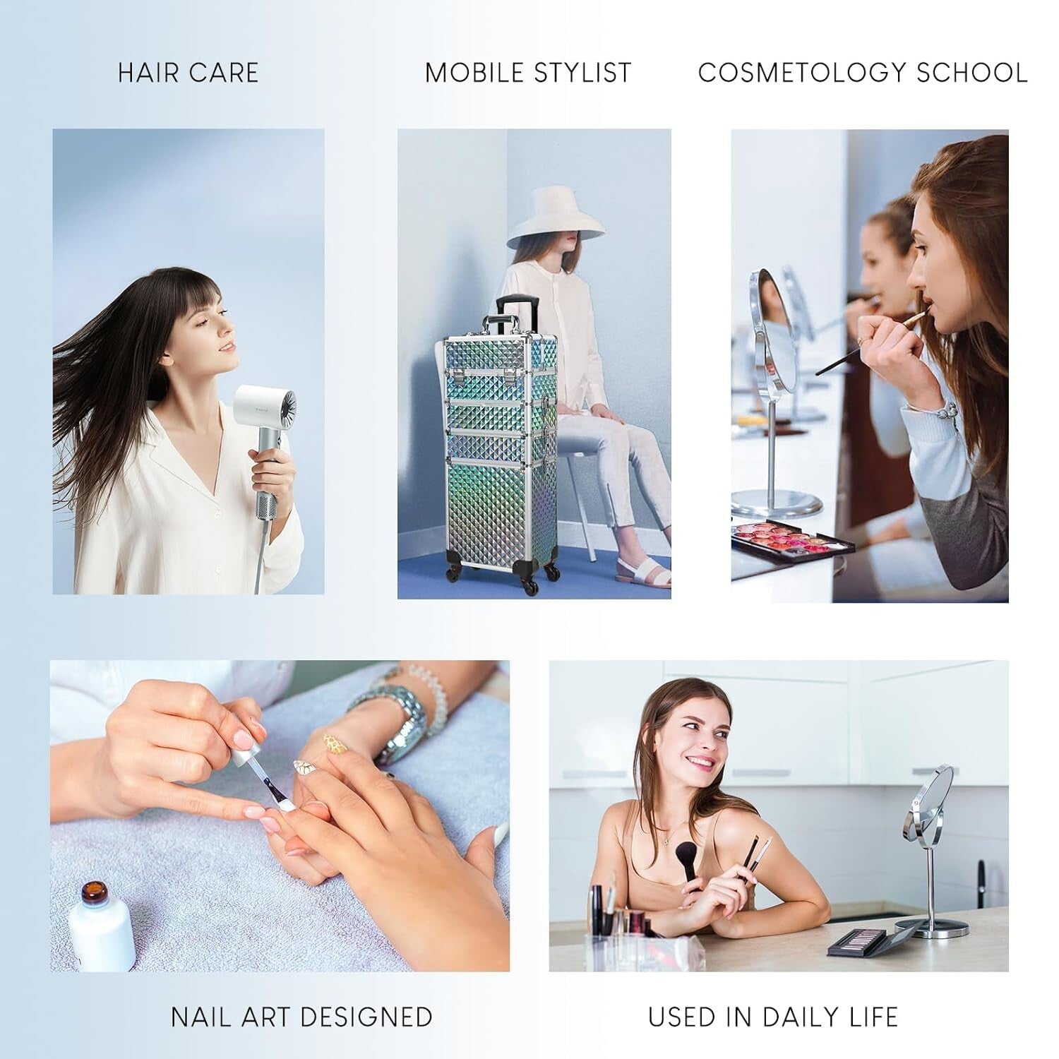 Cosmetology Trolley with 360-Degree Swivel Wheels - Perfect Makeup Organizer