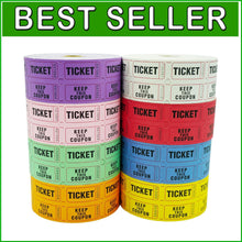 Load image into Gallery viewer, Rainbow 8000 Pairs Double Roll Raffle Tickets - Clear Numbering &amp; Writable
