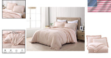 Load image into Gallery viewer, Nora Queen 3-Piece Ruffled Edge Microfiber Comforter Set - Blush Elegance
