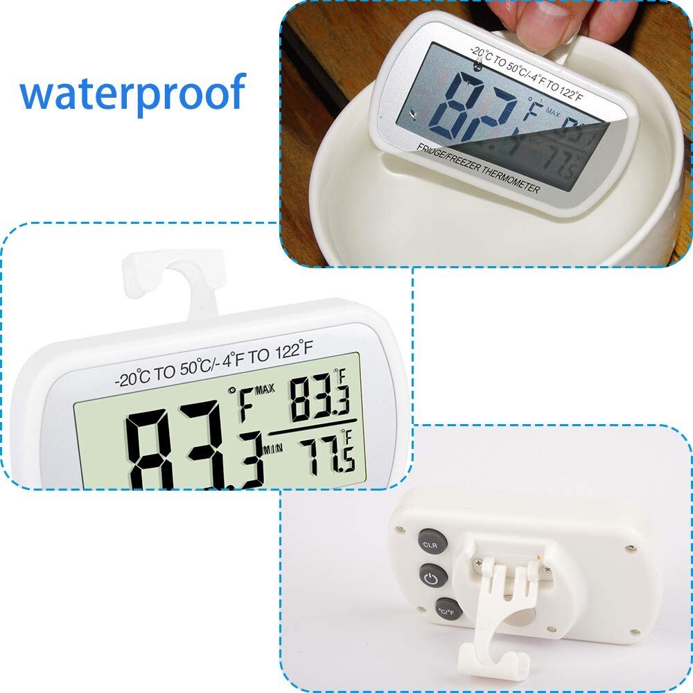 Environmentally Friendly Digital Refrigerator Thermometers - 6 Pack Waterproof