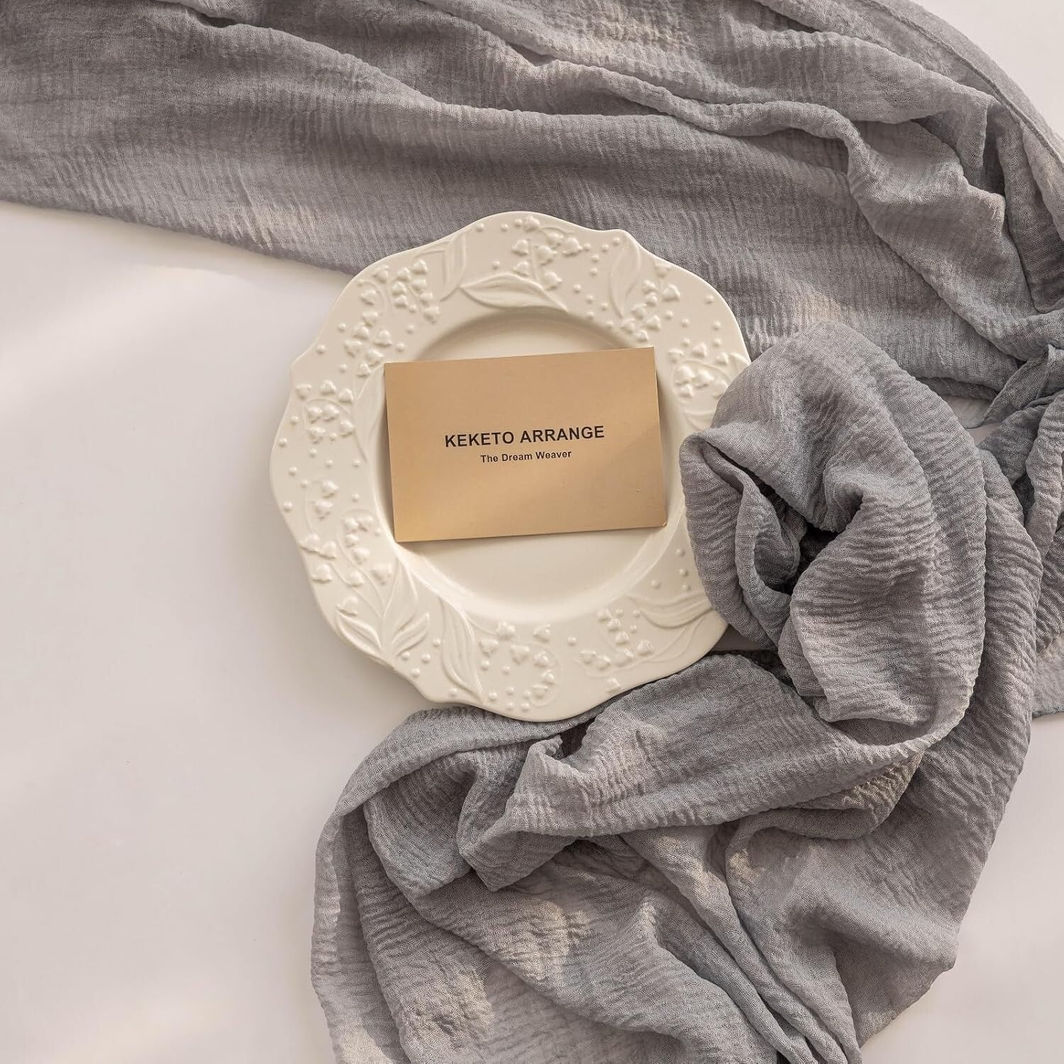 6pcs Rustic Cheesecloth Table Runners - 120” Dusty Blue for Weddings & Parties