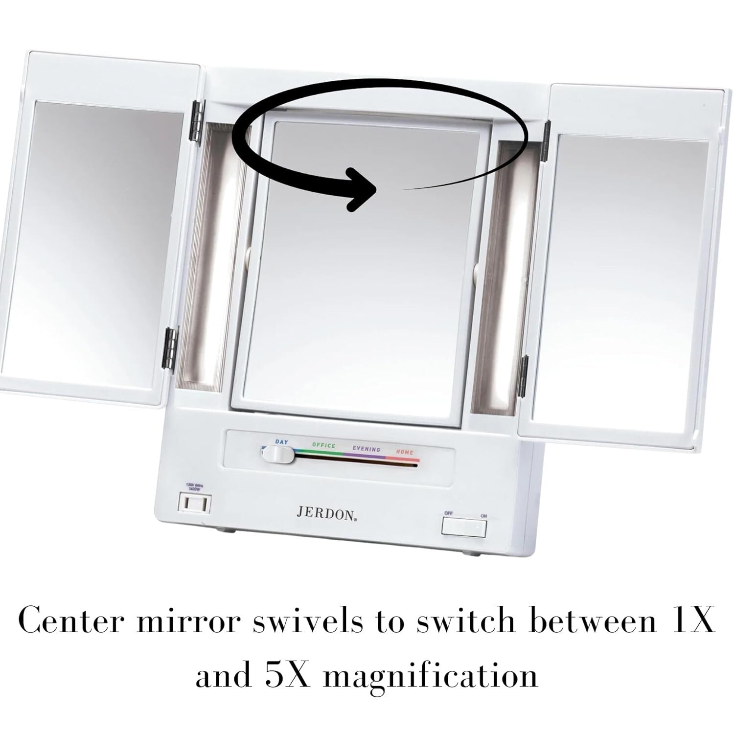 Tri-Fold Makeup Mirror with Lights - 5X & 1X Magnification for Elegant Grooming