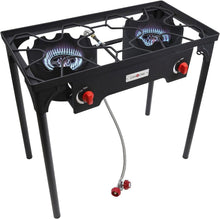Load image into Gallery viewer, High-Pressure Propane Double Burner Camp Stove with Adjustable Heat Control
