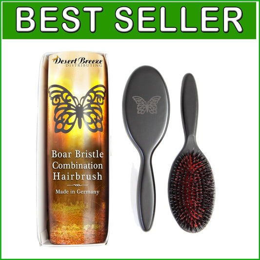 Handmade German Hair Brush: Oval with Wild Boar Bristles for Smooth, Shiny Hair