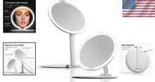 Load image into Gallery viewer, 8" Foldable Makeup Mirror with LED Light - Perfect Travel Beauty Essential