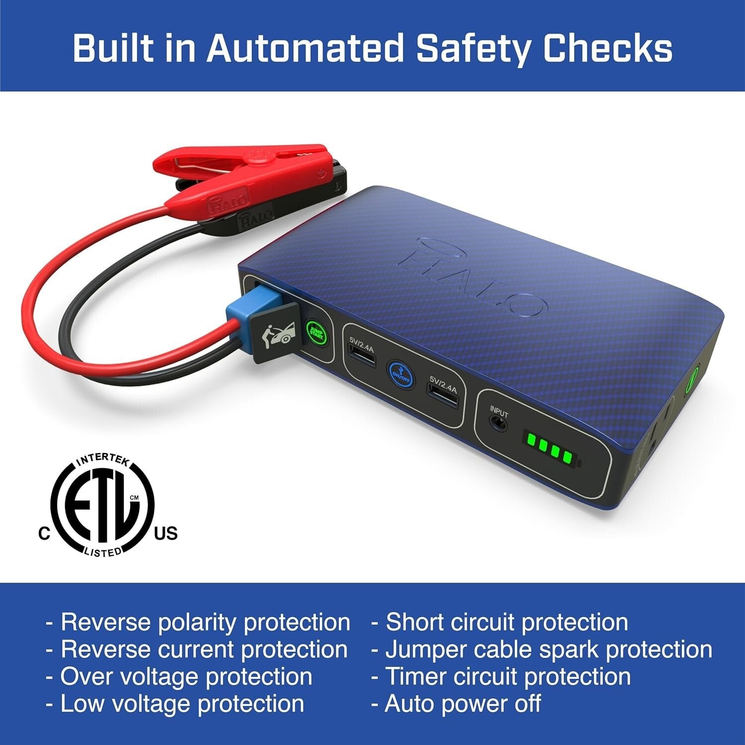 Compact Bolt Car Jump Starter with Emergency Floodlight & USB Charger - Gray