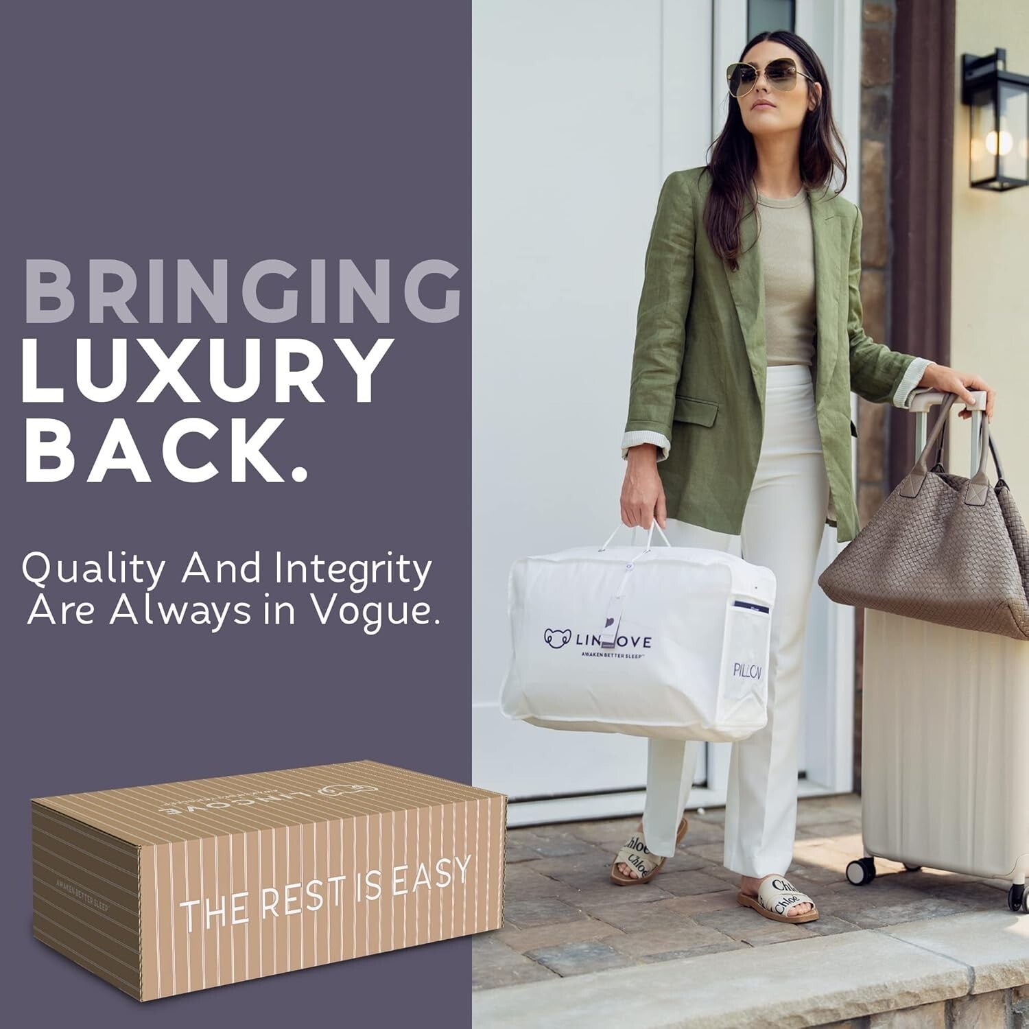 Hypoallergenic Luxury Down Pillows - 625 Fill Power, Perfect for Travel