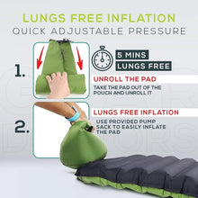 Load image into Gallery viewer, Portable and Foldable Sleeping Pad for Camping - Includes Pump Sack &amp; Repair Kit