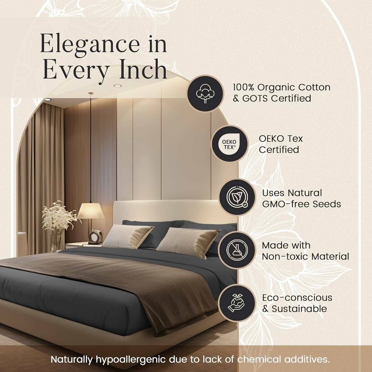 300 Thread Count Sateen King Sheet Set - Soft, Cooling & Hypoallergenic Charcoal