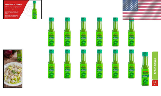 Extra Spicy Green Habanero Hot Sauce - 75,900 Scoville - 5 Oz Bottles (12 Count)