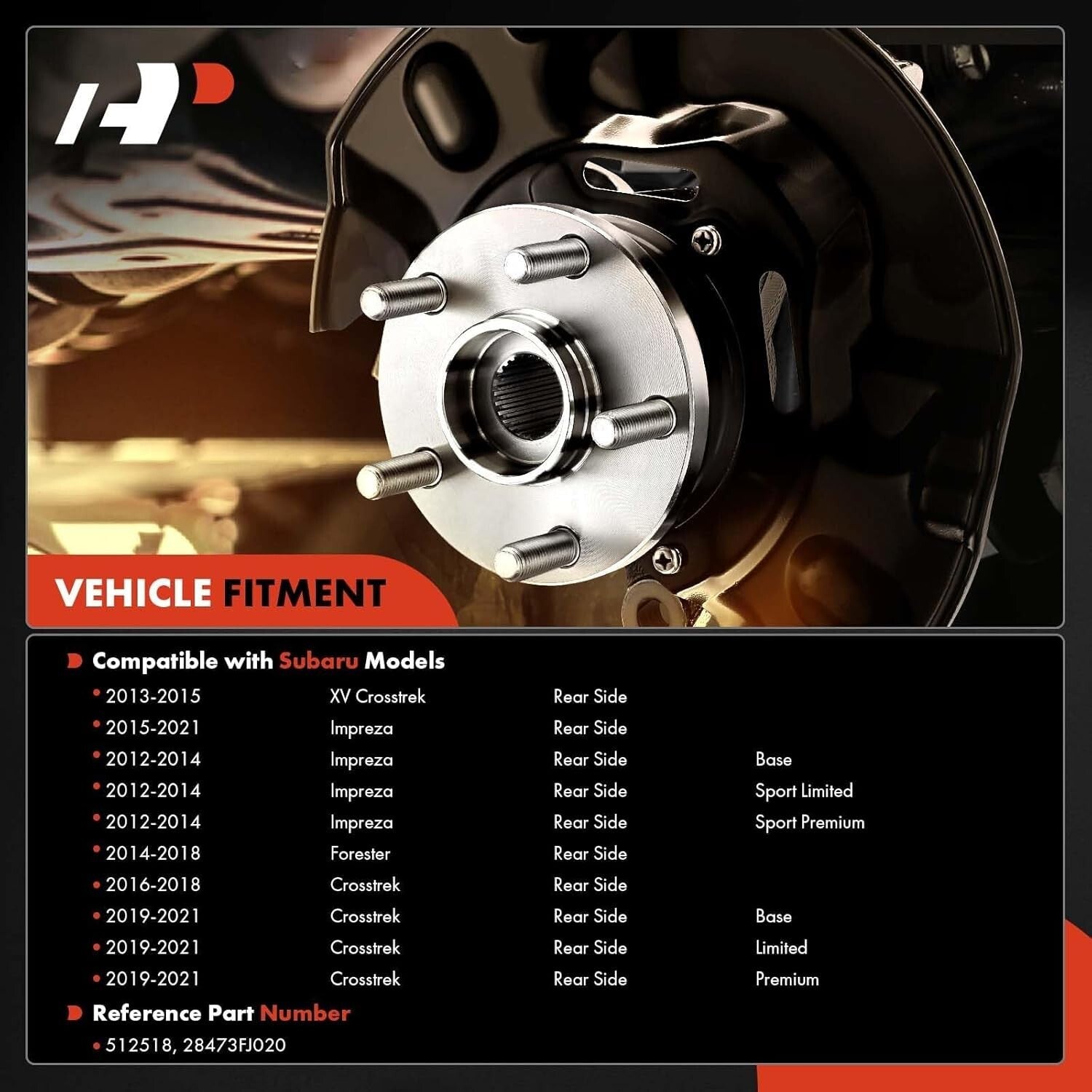 Durable 2-Pack Rear Wheel Bearing Hub Assembly for Subaru Vehicles 2012-2021