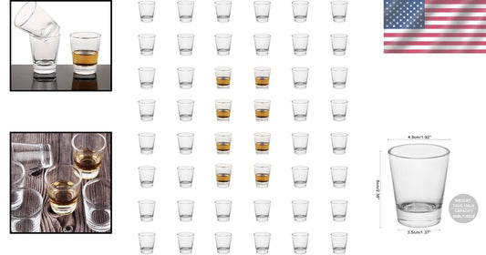 1.5oz Heavy Base Shot Glasses Set - Clear Crystal for Perfect Shots, 48 Pcs