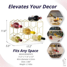 Load image into Gallery viewer, 14-Bottle Countertop Wine Rack - Rust Resistant Gold Stand for Kitchen &amp; Pantry