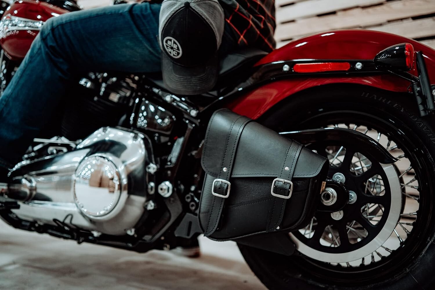 Lightweight Rigid ABS Back Motorcycle Swingarm Bag - Fits Harley & Yamaha Models